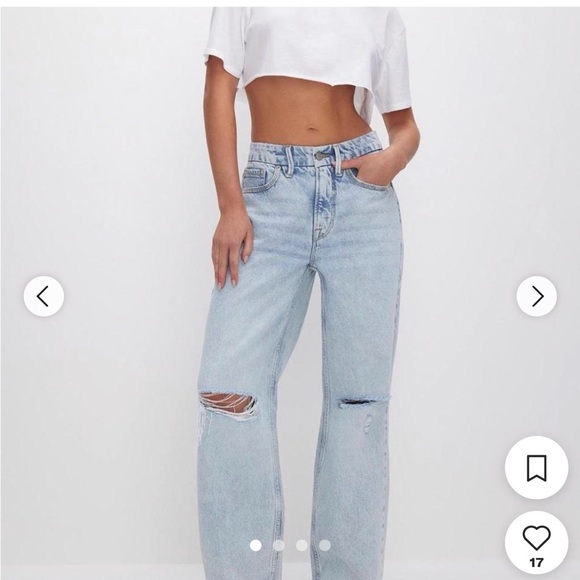 Good American Denim - Good 90’s vintage inspired sz 16P Petite distressed relax fit straight jeans$159